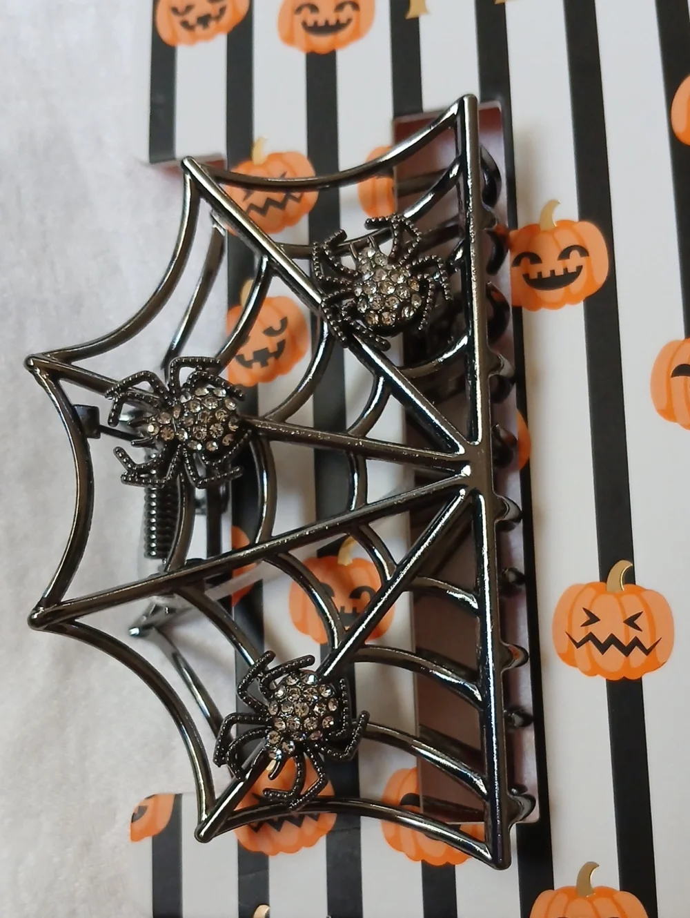 New Piper K Spider Web Hair Claw Clips Black Metal With Rhinestone Accents